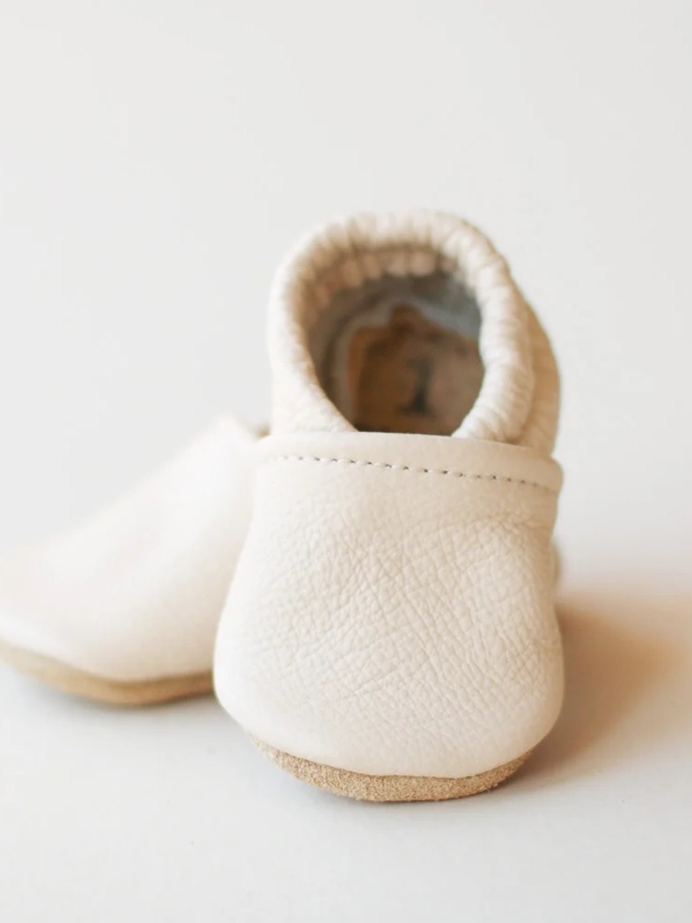 Sun & Lace Handmade Leather Baby Moccasins Size 3 Cream